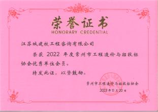 优秀会员单位-常州市价协2022年度